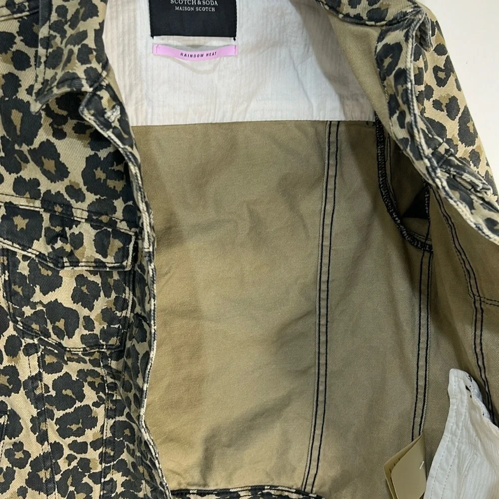 Scotch & Soda Maison Scotch Leopard Denim Jacket Size XS